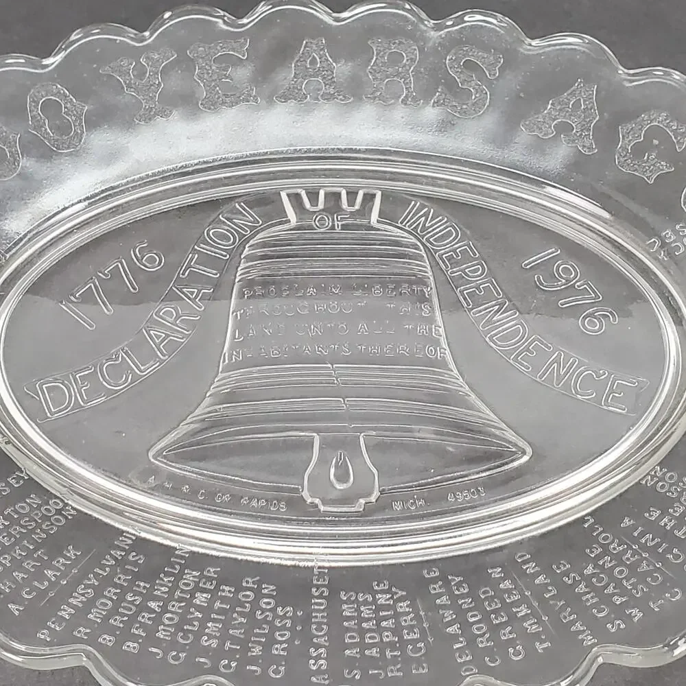 Declaration‎ of Independence 200 Years Ago Clear Glass Platter